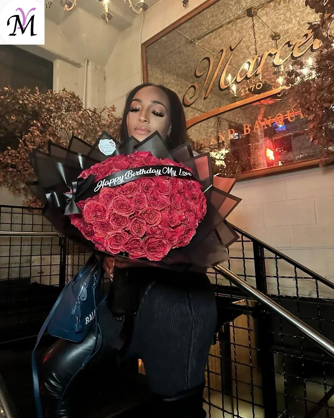 Glitter artificial flower rose bouquet