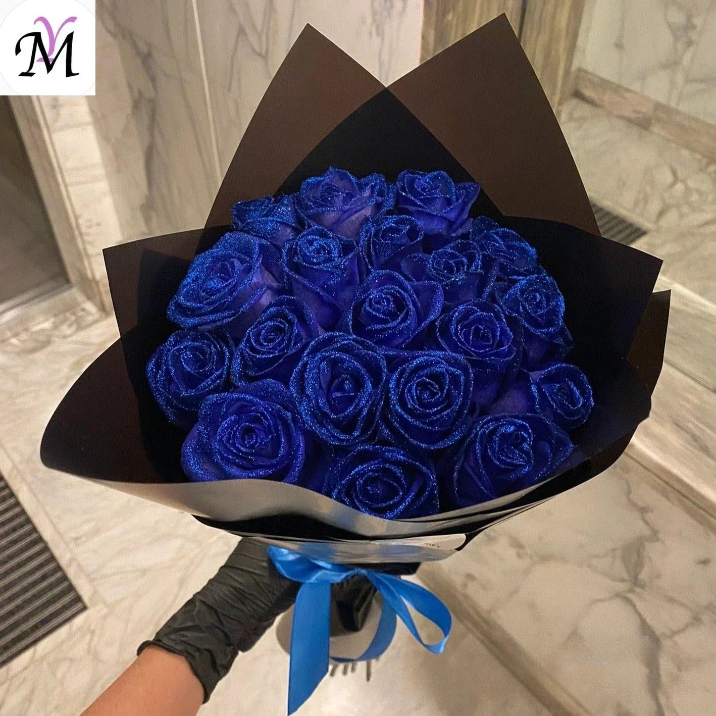 Glitter artificial flower rose bouquet