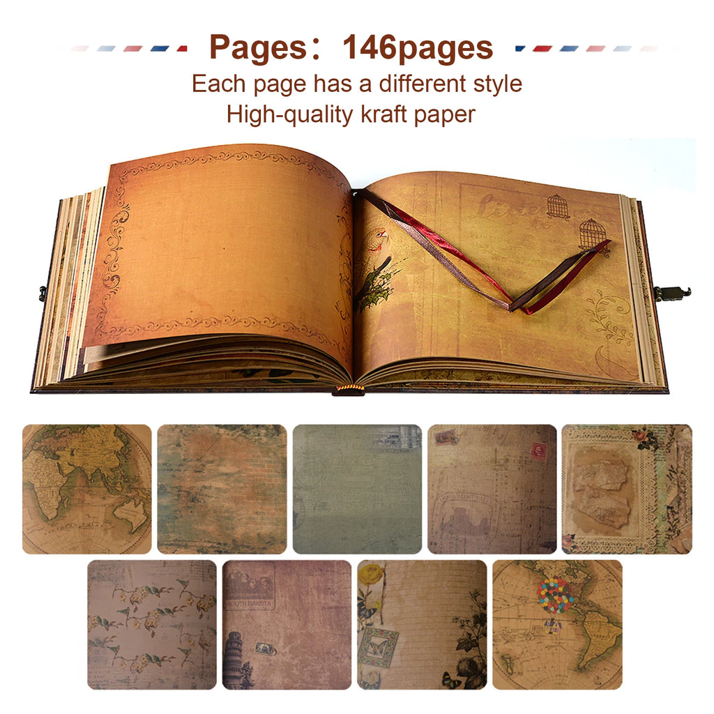 146 Page Scrapbook Our Adventure Book Retro(Handmade Photo Album)