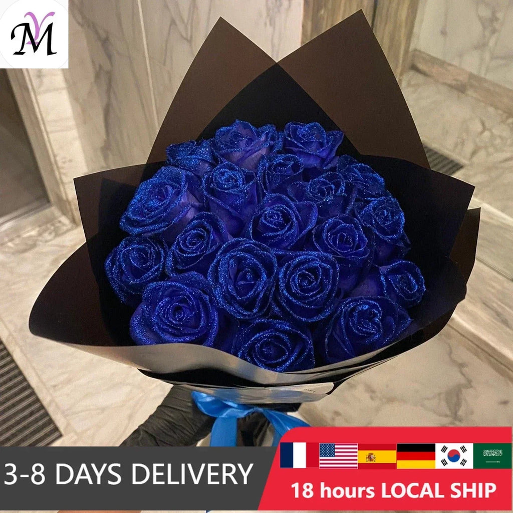 Glitter artificial flower rose bouquet