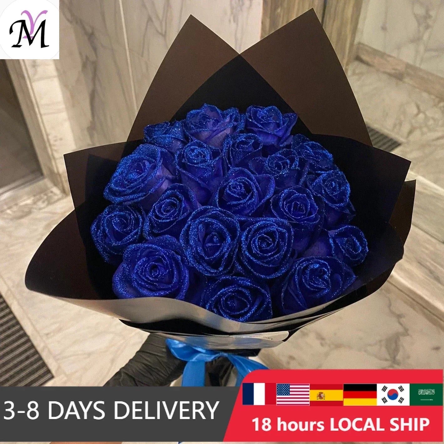 Glitter artificial flower rose bouquet