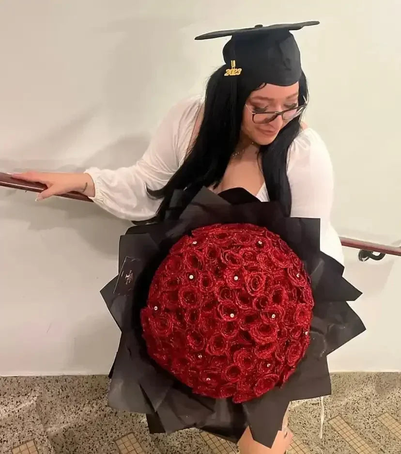 Glitter artificial flower rose bouquet