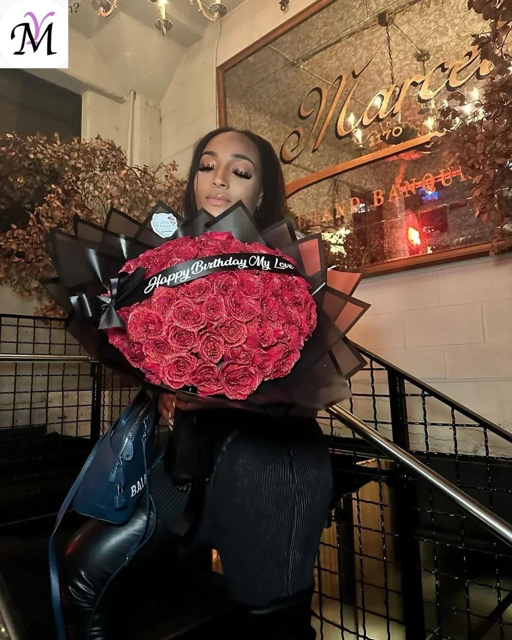 Glitter artificial flower rose bouquet