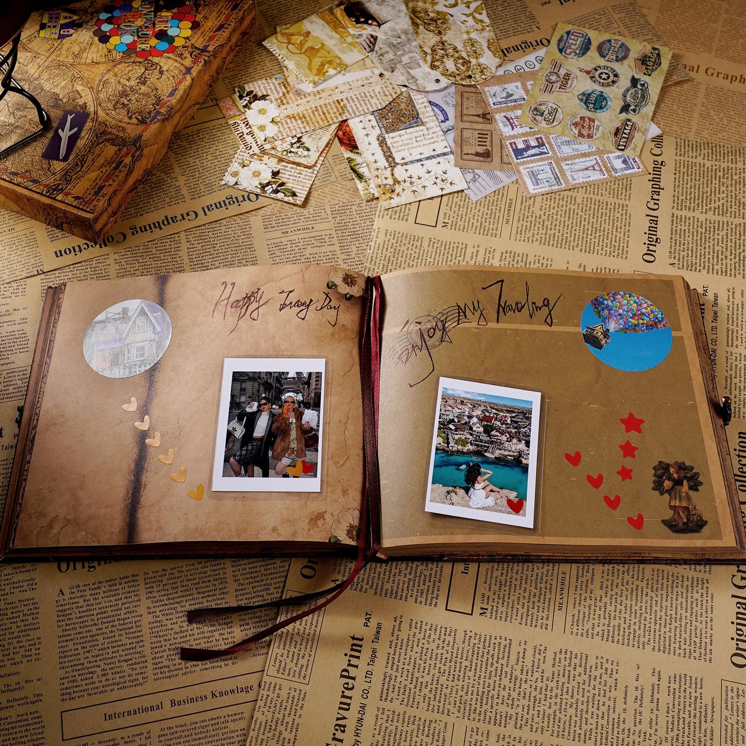 146 Page Scrapbook Our Adventure Book Retro(Handmade Photo Album)