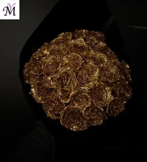 Glitter artificial flower rose bouquet