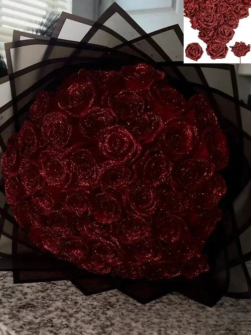 Glitter artificial flower rose bouquet