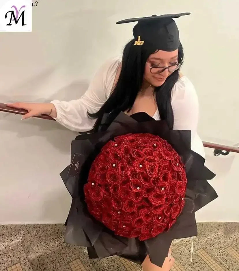 Glitter artificial flower rose bouquet