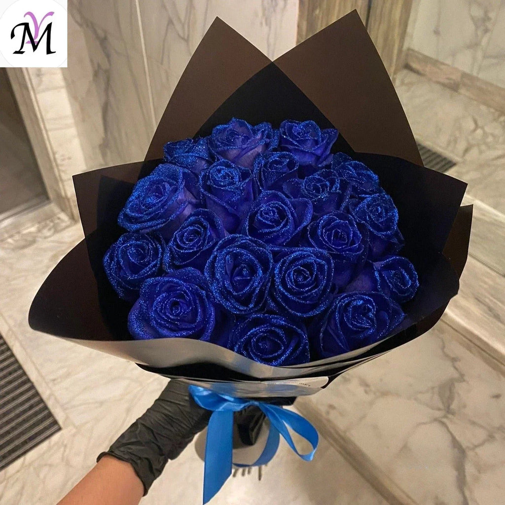 Glitter artificial flower rose bouquet